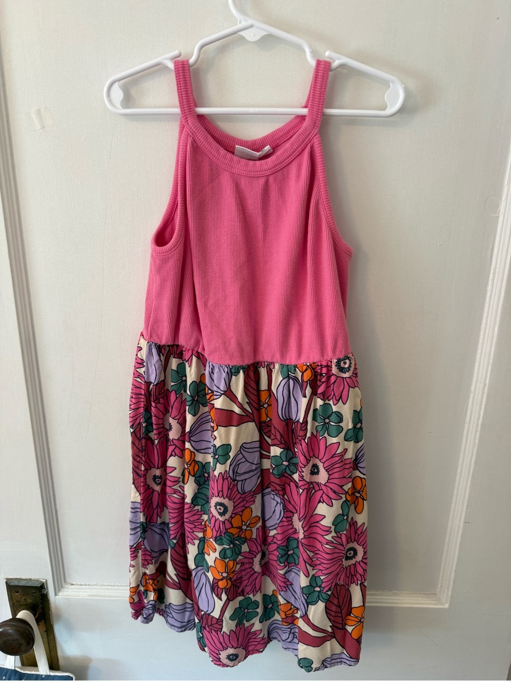 GAP Pink Tank Dress with Floral Print Skirt